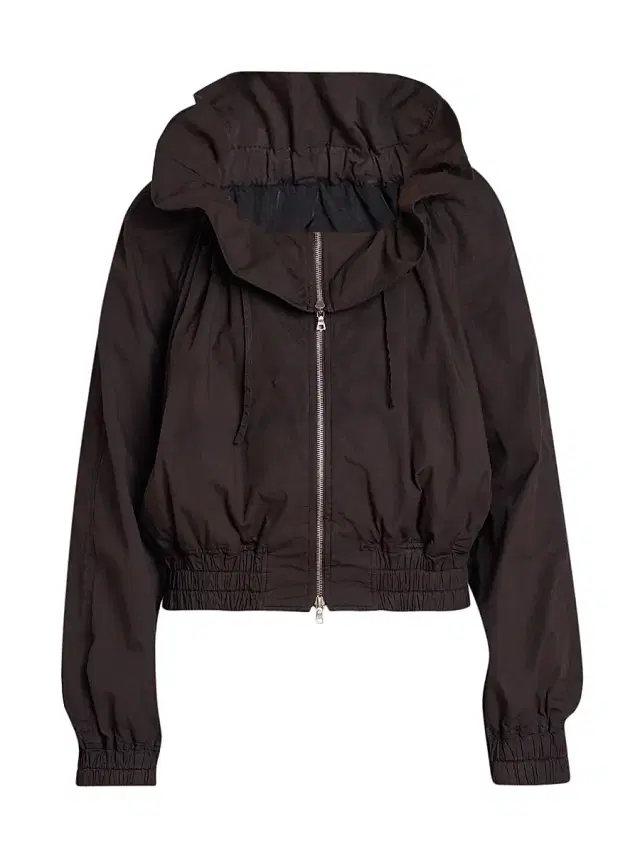 Dries Van Noten Women's Voly Stretch-Cotton Ruffle Zip-Up Jacket - Dark Brown