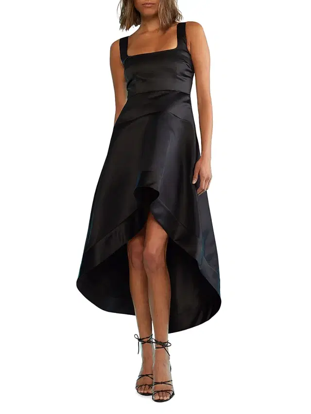 Cynthia Rowley Women's Satin Hi-Lo Dress - Black