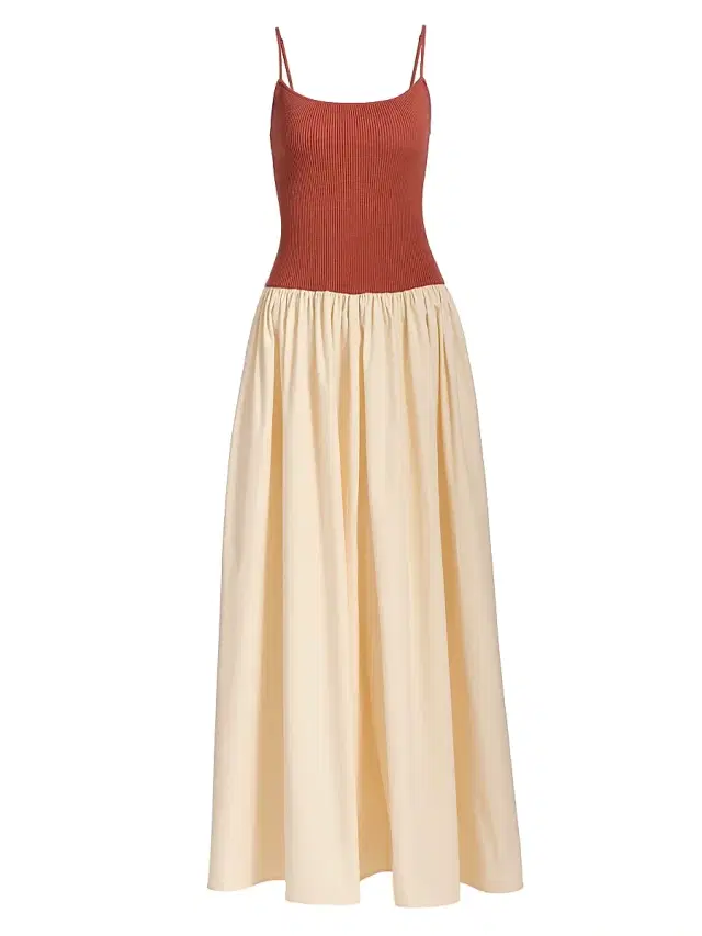 Toccin Women's Orielle Colorblocked Drop-Waist Maxi Dress - Terracotta Sand