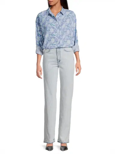 Ro's Garden Women's Brisa Boyfriend Floral Cotton Top - Blue Condolina | Thumbnail 2 Ro's Garden Women's Brisa Boyfriend Floral Cotton Top - Blue Condolina | Thumbnail 2