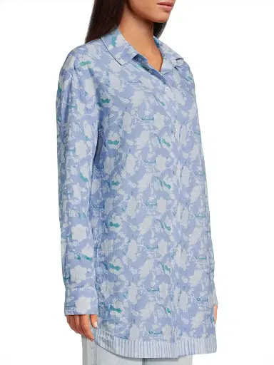 Ro's Garden Women's Brisa Boyfriend Floral Cotton Top - Blue Condolina | Thumbnail 4 Ro's Garden Women's Brisa Boyfriend Floral Cotton Top - Blue Condolina | Thumbnail 4