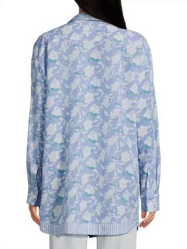 Ro's Garden Women's Brisa Boyfriend Floral Cotton Top - Blue Condolina | Thumbnail 5 Ro's Garden Women's Brisa Boyfriend Floral Cotton Top - Blue Condolina | Thumbnail 5