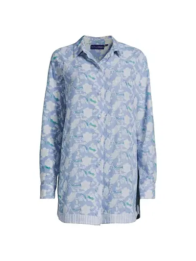 Ro's Garden Women's Brisa Boyfriend Floral Cotton Top - Blue Condolina | Thumbnail 1 Ro's Garden Women's Brisa Boyfriend Floral Cotton Top - Blue Condolina | Thumbnail 1