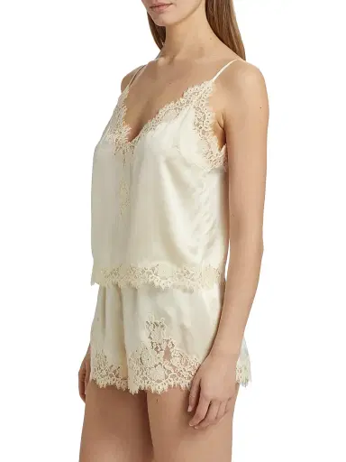 DÔEN Women's Kira Lace-Trimmed Silk Camisole - Sea Salt | Thumbnail 4