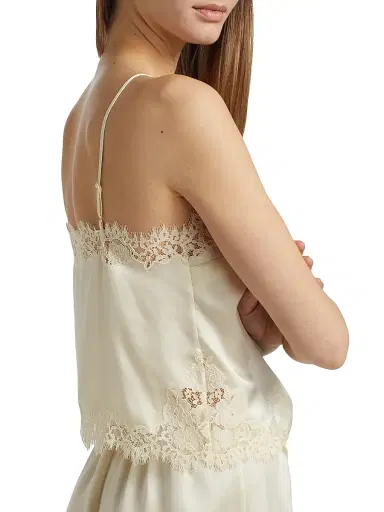 DÔEN Women's Kira Lace-Trimmed Silk Camisole - Sea Salt | Thumbnail 6