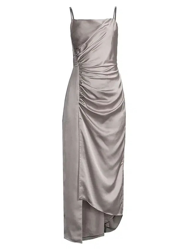 Milly Women's Lilliana Satin Draped Slip Dress - Silver
