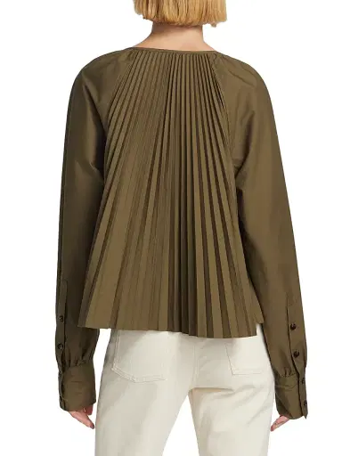 Proenza Schouler Women's Monica Cotton-Blend Poplin Pleated Trapeze Top | Thumbnail 5