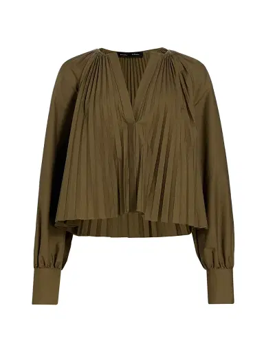 Proenza Schouler Women's Monica Cotton-Blend Poplin Pleated Trapeze Top | Thumbnail 1