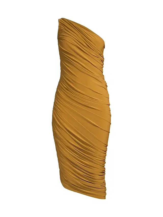 Norma Kamali Women's Diana Ruched One-Shoulder Midi-Dress - Mocha