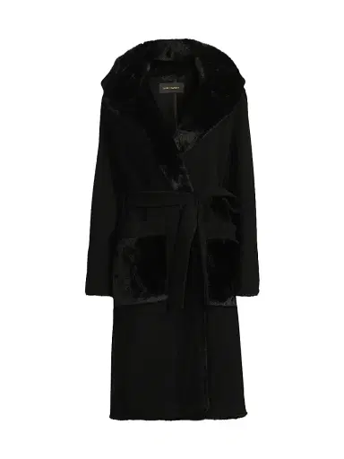 Kobi Halperin Women's Valentine Faux Fur-Trim Wool Coat - Black - Size Medium | Thumbnail 1