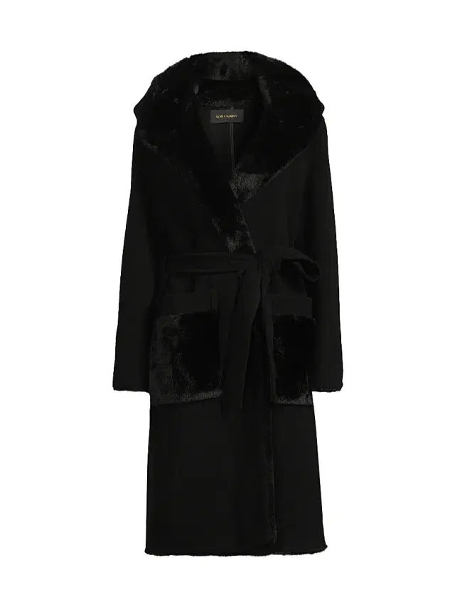 Kobi Halperin Women's Valentine Faux Fur-Trim Wool Coat - Black