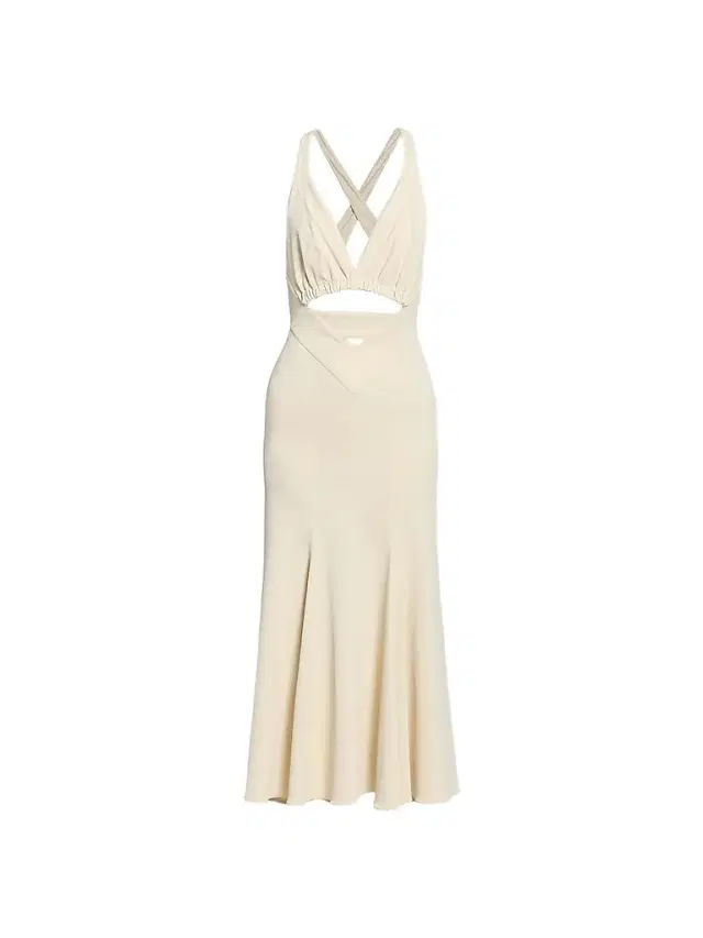 Rabanne Women's Layered Cut-Out Midi-Dress - Ecru