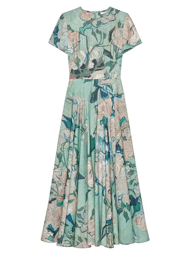 Givenchy Women's Long Dress in Viscose with Roses Print - Mint Green