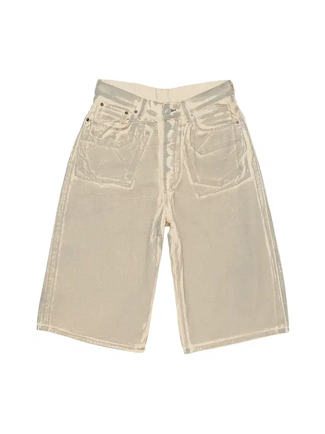 Men's Printed Cotton Denim Shorts - Beige Sage