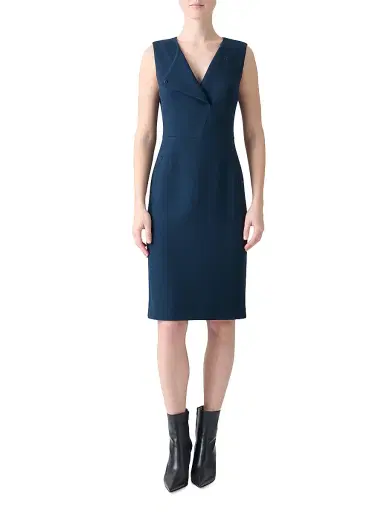 Akris Women's Smu Lapel Wool Sheath Dress - Denim Blue | Thumbnail 2
