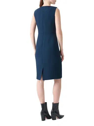 Akris Women's Smu Lapel Wool Sheath Dress - Denim Blue | Thumbnail 5