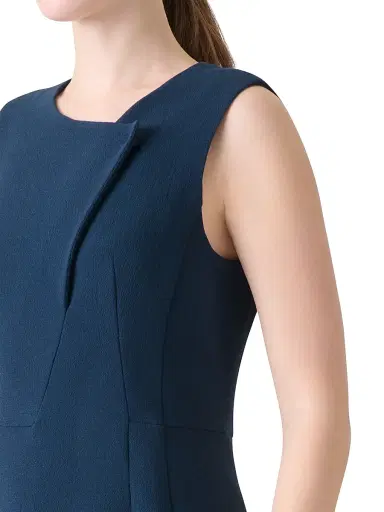 Akris Women's Smu Lapel Wool Sheath Dress - Denim Blue | Thumbnail 6