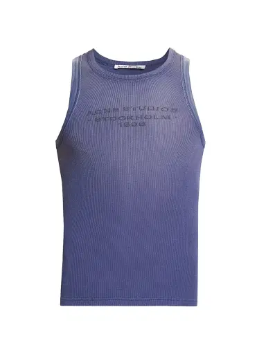Acne Studios Men's Eitch Logo Rib-Knit Tank - Navy - Size XXL | Thumbnail 1 Acne Studios Men's Eitch Logo Rib-Knit Tank - Navy - Size XXL | Thumbnail 1