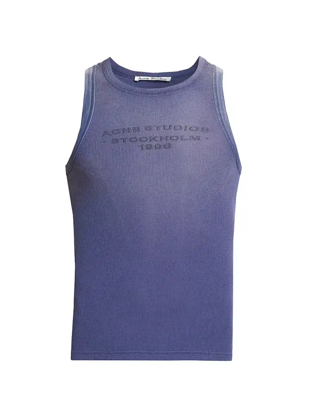 Acne Studios Men's Eitch Logo Rib-Knit Tank - Navy