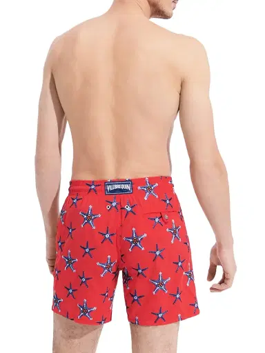 Vilebrequin Men's Starfish Embroidered Swim Shorts - Coquelicot | Thumbnail 3