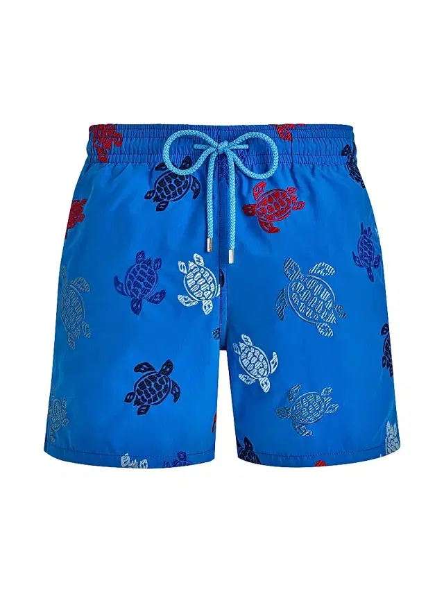 Vilebrequin Men's Turtle Rounds Swim Trunks - Neon Blue