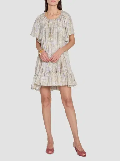 Chloé Women's À La Plage Floral Silk Ruffle Minidress - Multicolor Purple | Thumbnail 2 Chloé Women's À La Plage Floral Silk Ruffle Minidress - Multicolor Purple | Thumbnail 2