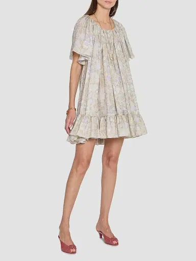 Chloé Women's À La Plage Floral Silk Ruffle Minidress - Multicolor Purple | Thumbnail 4 Chloé Women's À La Plage Floral Silk Ruffle Minidress - Multicolor Purple | Thumbnail 4