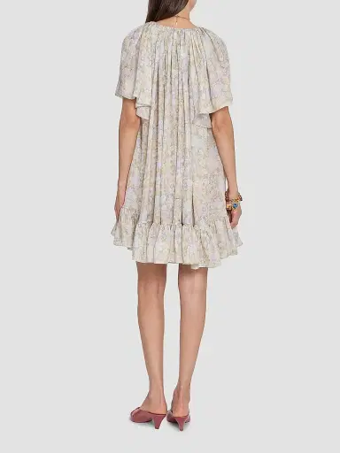 Chloé Women's À La Plage Floral Silk Ruffle Minidress - Multicolor Purple | Thumbnail 5 Chloé Women's À La Plage Floral Silk Ruffle Minidress - Multicolor Purple | Thumbnail 5