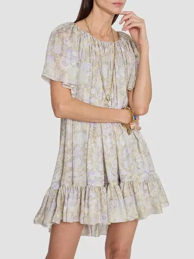 Chloé Women's À La Plage Floral Silk Ruffle Minidress - Multicolor Purple | Thumbnail 6 Chloé Women's À La Plage Floral Silk Ruffle Minidress - Multicolor Purple | Thumbnail 6