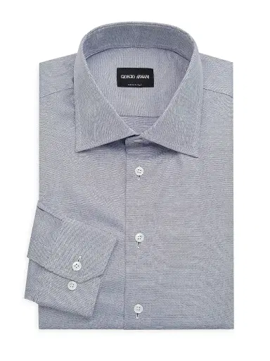 Giorgio Armani Men's Dotted Cotton Dress Shirt - Dark Grey - Size 17 | Thumbnail 1