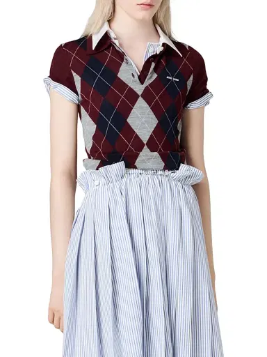 Miu Miu Women's Wool Polo Shirt - Dark Red - Size 6 | Thumbnail 2