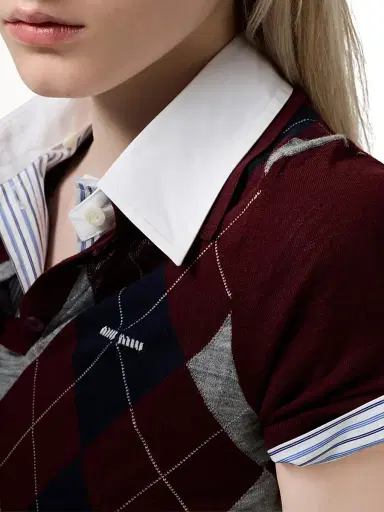 Miu Miu Women's Wool Polo Shirt - Dark Red - Size 6 | Thumbnail 4