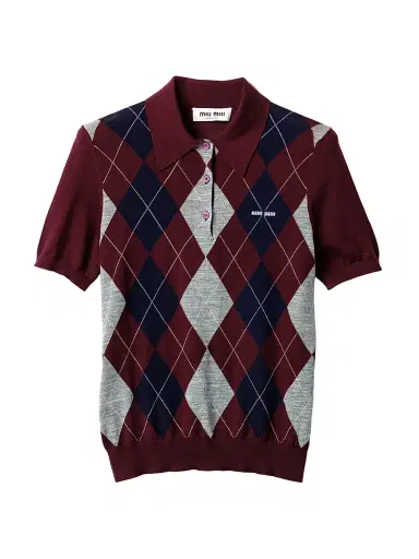 Miu Miu Women's Wool Polo Shirt - Dark Red - Size 6 | Thumbnail 1