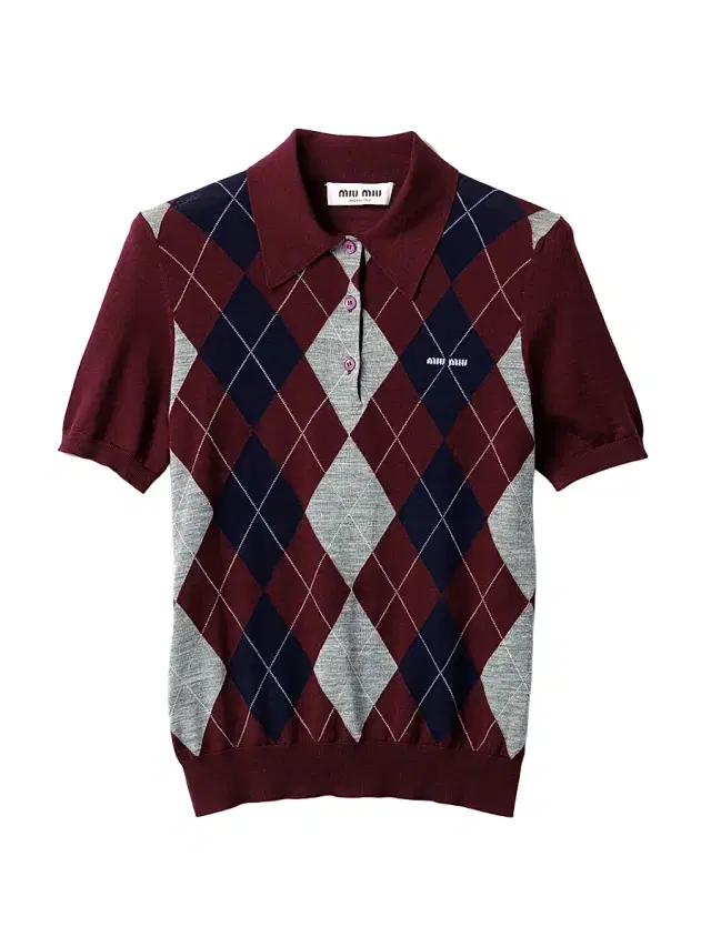 Women's Wool Polo Shirt - Dark Red