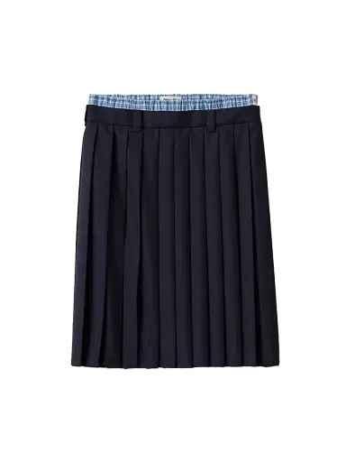 Miu Miu Women's Pleated Batavia Midi Skirt - Blue - Size 8 | Thumbnail 1 Miu Miu Women's Pleated Batavia Midi Skirt - Blue - Size 8 | Thumbnail 1