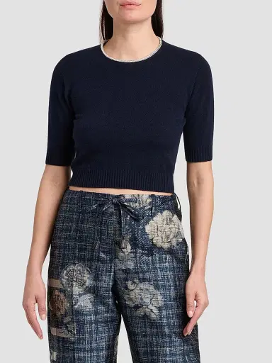 Giorgio Armani Women's Cashmere Contrast Neck Sweater - Outer Space | Thumbnail 3 Giorgio Armani Women's Cashmere Contrast Neck Sweater - Outer Space | Thumbnail 3