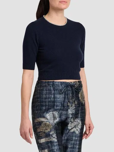 Giorgio Armani Women's Cashmere Contrast Neck Sweater - Outer Space | Thumbnail 4 Giorgio Armani Women's Cashmere Contrast Neck Sweater - Outer Space | Thumbnail 4