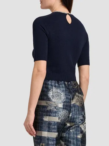 Giorgio Armani Women's Cashmere Contrast Neck Sweater - Outer Space | Thumbnail 5 Giorgio Armani Women's Cashmere Contrast Neck Sweater - Outer Space | Thumbnail 5
