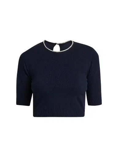 Giorgio Armani Women's Cashmere Contrast Neck Sweater - Outer Space | Thumbnail 1 Giorgio Armani Women's Cashmere Contrast Neck Sweater - Outer Space | Thumbnail 1