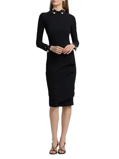Chiara Boni La Petite Robe Women's Embellished Jersey Midi-Dress - Black - Size 8 | Thumbnail 3 Chiara Boni La Petite Robe Women's Embellished Jersey Midi-Dress - Black - Size 8 | Thumbnail 3