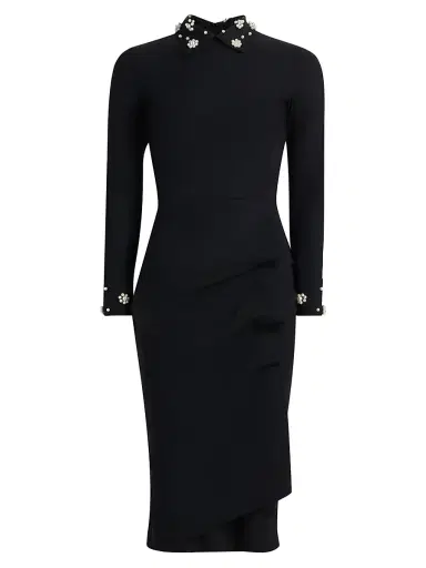 Chiara Boni La Petite Robe Women's Embellished Jersey Midi-Dress - Black - Size 8 | Thumbnail 1 Chiara Boni La Petite Robe Women's Embellished Jersey Midi-Dress - Black - Size 8 | Thumbnail 1