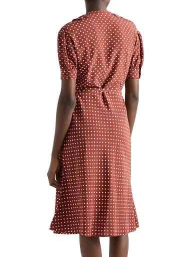 Prada Women's Polka-Dot Print Marocain Dress - Red | Thumbnail 3