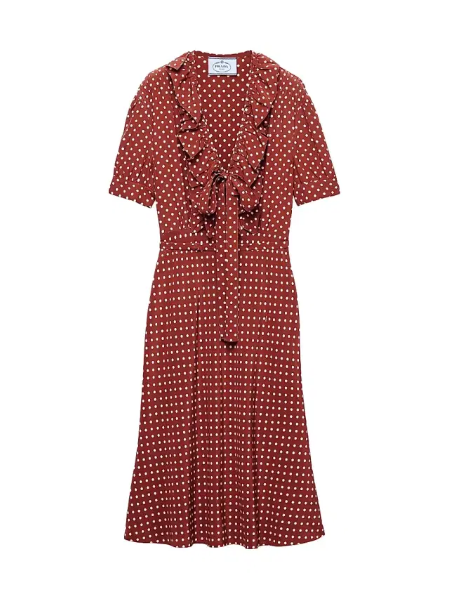 Women's Polka-Dot Print Marocain Dress - Red