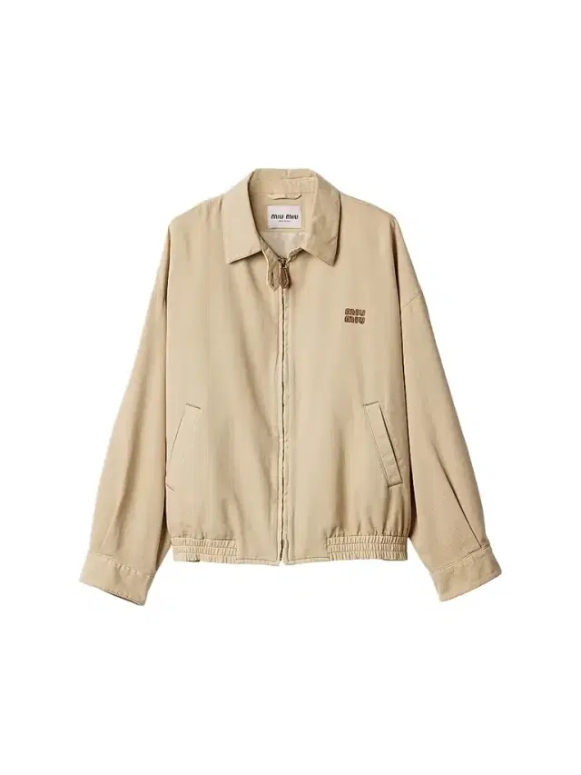 Women's Light Denim Blouson Jacket - Beige Khaki