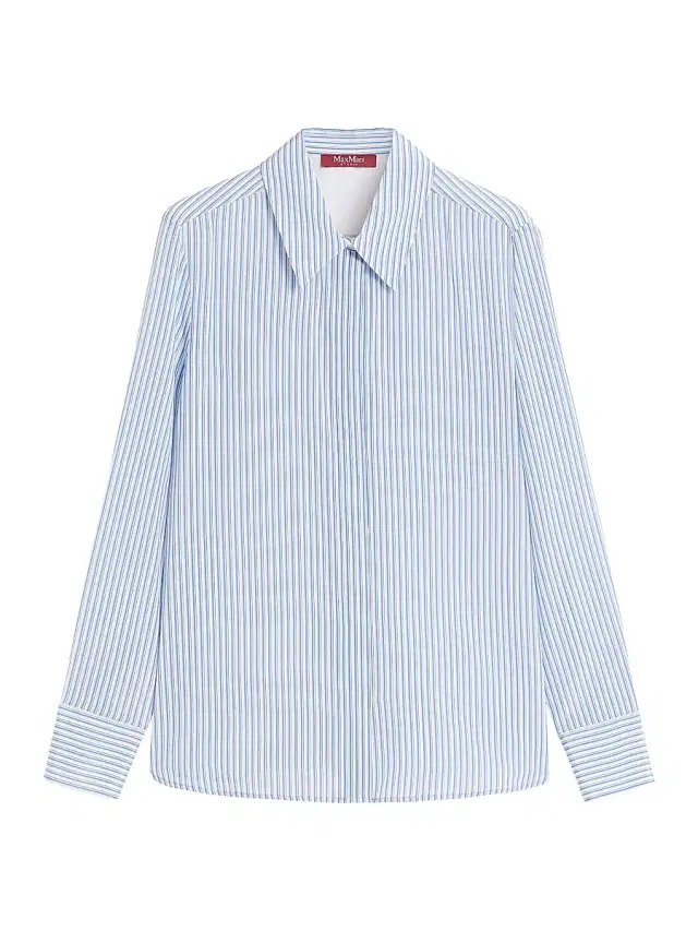 Max Mara Women's Printed Crepe De Chine Shirt - Sky Blue