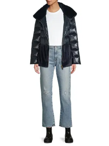 Herno Women's Faux-Fur Down Puffer Jacket - Navy | Thumbnail 2 Herno Women's Faux-Fur Down Puffer Jacket - Navy | Thumbnail 2