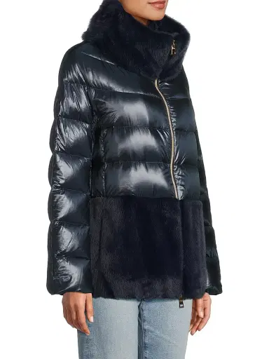 Herno Women's Faux-Fur Down Puffer Jacket - Navy | Thumbnail 4 Herno Women's Faux-Fur Down Puffer Jacket - Navy | Thumbnail 4