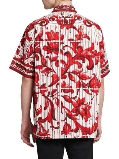 Dolce & Gabbana Men's Printed Cotton Shirt - Maiolica Rubino - Size 34 | Thumbnail 5 Dolce & Gabbana Men's Printed Cotton Shirt - Maiolica Rubino - Size 34 | Thumbnail 5