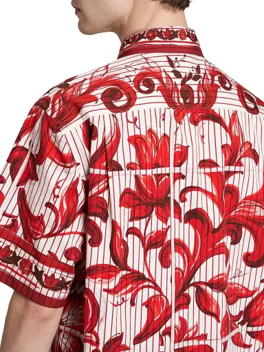 Dolce & Gabbana Men's Printed Cotton Shirt - Maiolica Rubino - Size 34 | Thumbnail 6 Dolce & Gabbana Men's Printed Cotton Shirt - Maiolica Rubino - Size 34 | Thumbnail 6