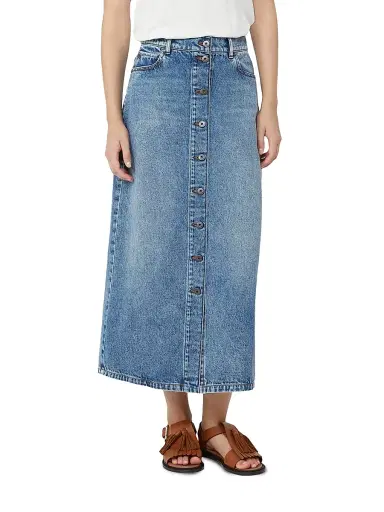Weekend Max Mara Women's Cotton Denim Skirt - Navy - Size 6 | Thumbnail 2